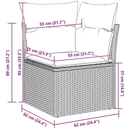  Vrtna garnitura - 3-dijelni set vrtnih sofa s jastučićima crna poli ratan akacija Slike