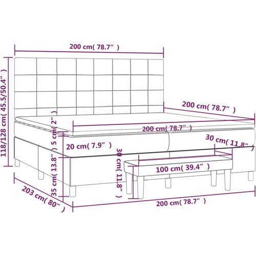  Krevet s oprugama i madracem tamnosivi 200x200 cm bar&amp;scaron;unasti Slike