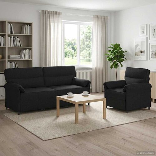  Set sofe 2 kom. Crna Tkanina - Crna 1-sjedalo (70 cm) 3-sjedalo (180 cm) Cene