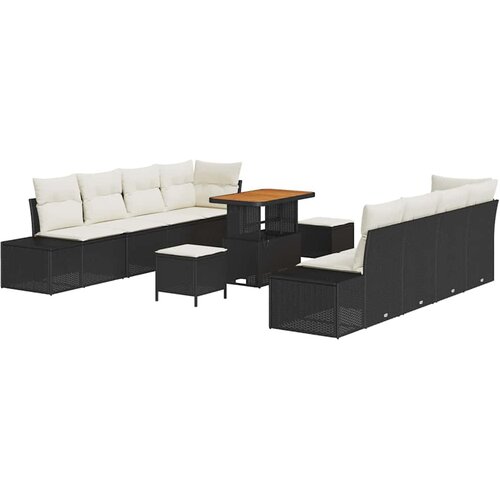 vidaXL Vrtna sedežna garnitura z blazino 11 pcs Črna poli ratan, (5000145684) Cene
