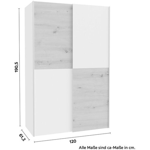 M&amp;ouml;max omara z drsnimi vrati ohio new, bela, hrast, &amp;scaron;. 120 cm Slike