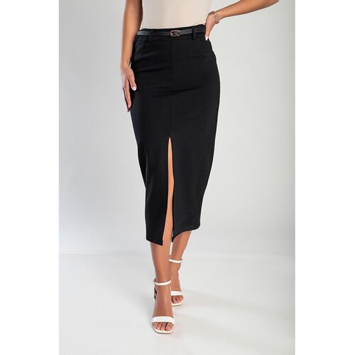 Fenzy Elegantno Midi Krilo S Pasom, Črno Cene