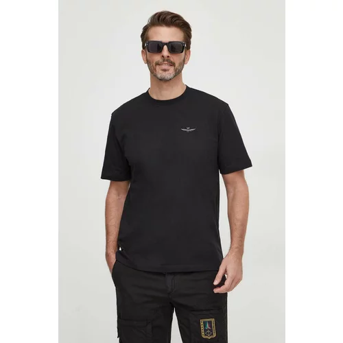 Aeronautica Militare Bombažna kratka majica moški, črna barva