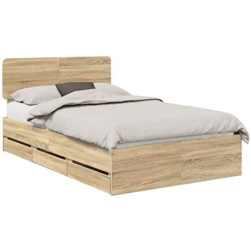 vidaXL konstrukcija postelje s predalom sonoma hrast 120 x 200 cm, (5000113588) Cene
