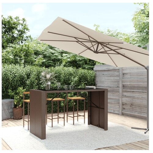  barski stol sa staklenom pločom smeđi 185x80x110 cm poliratan Cijene