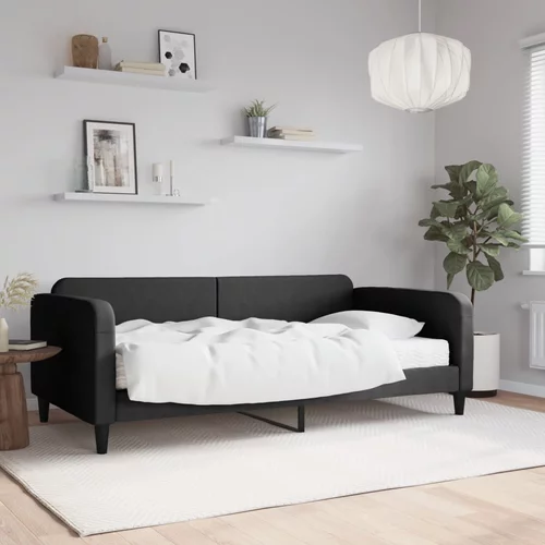 vidaXL Dnevni krevet s madracem crni 100 x 200 cm od tkanine