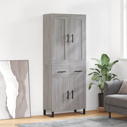 vidaXL Visoka komoda siva sonoma 69,5x34x180 cm inženirski les Cene