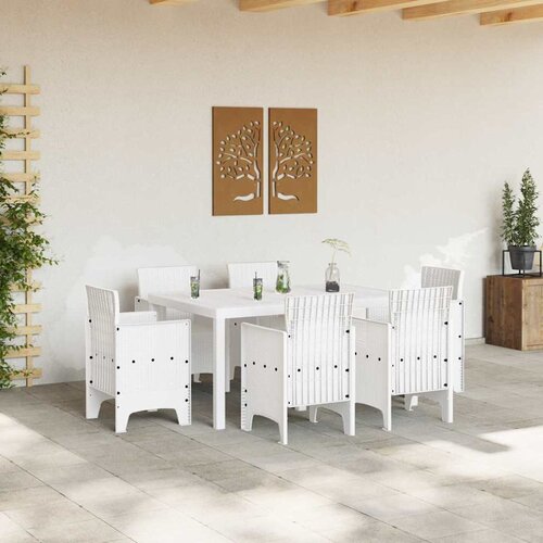  Vrtni set za objed 7 pcs Bijelo Polt ratan Slike