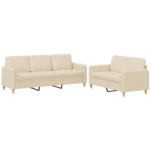  2-dijelni set sofa s jastucima krem od tkanine Slike