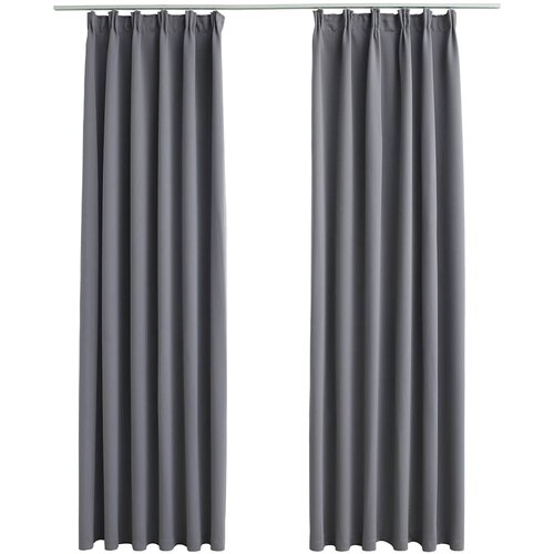 VidaXL Zatemnitvene zavese z obe&amp;scaron;ali 2 kosa sive 140x175 cm, (20597309) Slike