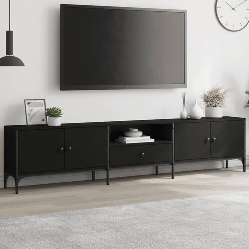 TV ormarić s ladicom crni 200 x 25 x 44 cm konstruirano drvo Cijene