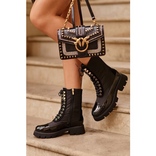 Kesi Insulated work boots with flat heels, black Saranema Cene
