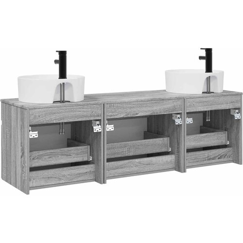  Set ormarića za kupaonicu 3 kom. Siva Sonoma 49 x 44,5 x 65 cm Slike