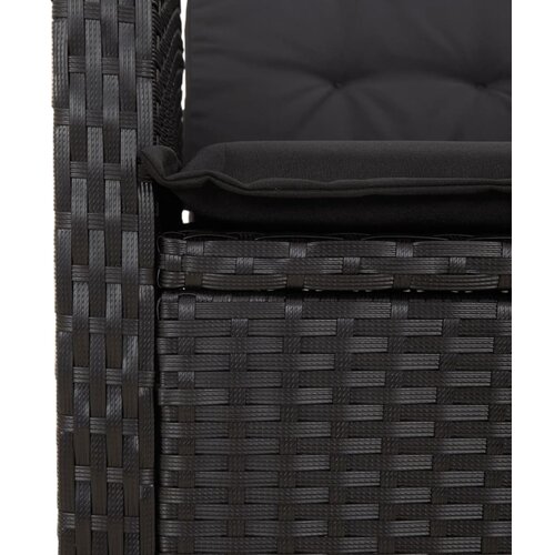  4-dijelni vrtni blagovaonski set od poliratana s jastucima crni Crna 110 cm table length Slike