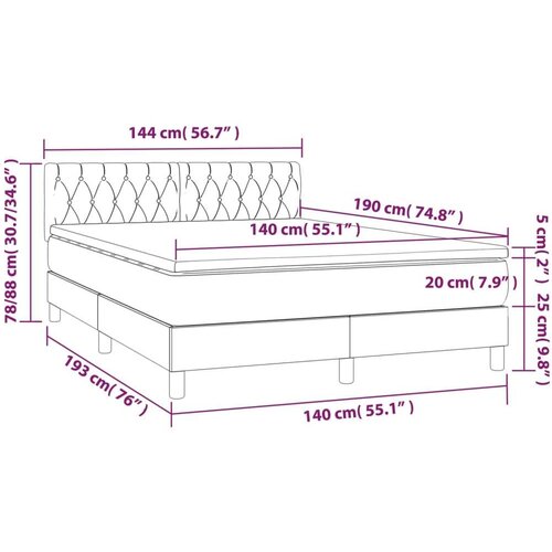 VidaXL Krevet s oprugama i madracem krem 140 x 190 cm od tkanine Slike