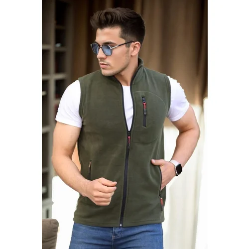 Dewberry 42181 Fleece Mens Vest-Khaki