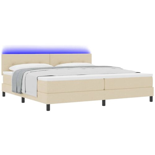  s opruga kutije s LED trakama Krema 200 x 200 cm tkanina Slike