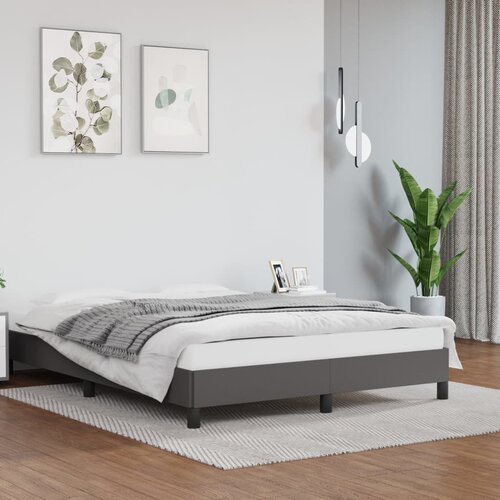 VidaXL Posteljni okvir siv 140x190 cm umetno usnje Slike