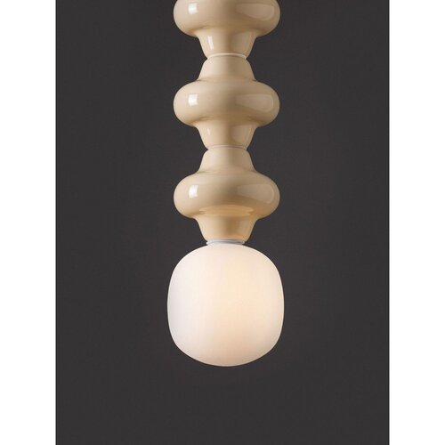 Nova Luce Bela/kremno bela keramična viseča svetilka s steklenim senčilom &amp;oslash; 18 cm Clio &amp;ndash; Slike