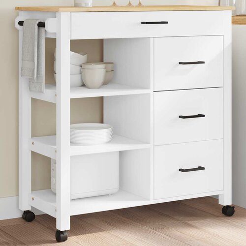  Kuhinjska kolica MONZA 84 x 40 x 88,5 cm od masivne borovine Slike
