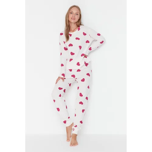 Trendyol Fuchsia Heart Knitted Pajamas Set