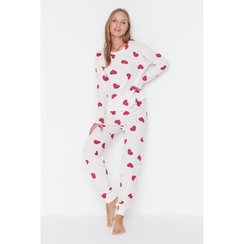 Trendyol Fuchsia Heart Knitted Pajamas Set Slike