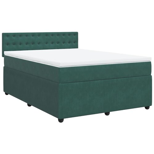 vidaXL Box spring postelja z vzmetnico temno zelena 140x200 cm žamet, (21321268) Cene
