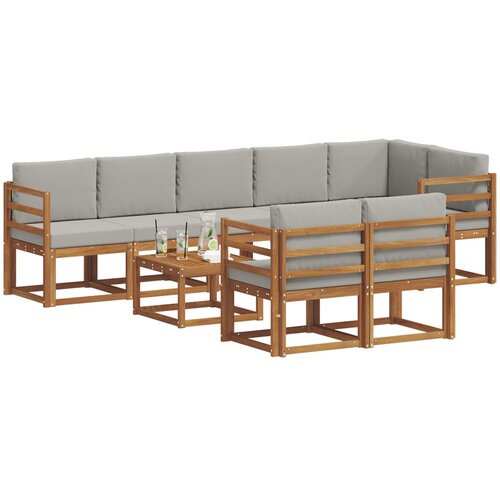  Set vanjskih sofa 9 kom. Prirodna i svijetlo siva Slike