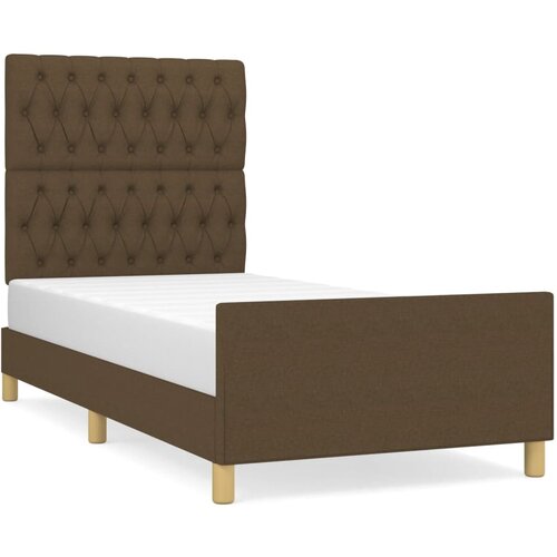 Maison Chic Posteljni okvir - Enojna postelja - Postelja za odrasle brez vzmetnice temno rjav 90x190 cm blago-J7770, (21761673) Slike