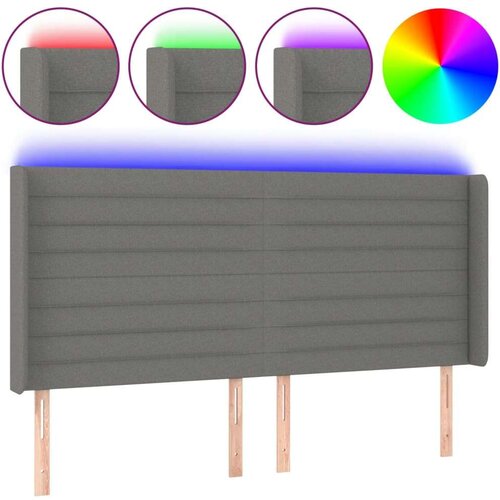 vidaXL LED posteljno vzglavje temno sivo 183x16x118/128 cm blago Cene