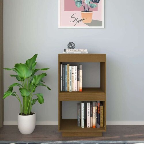 VidaXL knjižna omara medeno rjava 40x35x71 cm trdna borovina Slike