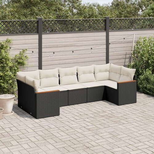 VidaXL 7-dijelni set vrtnih sofa od poliratana s jastucima crni Slike