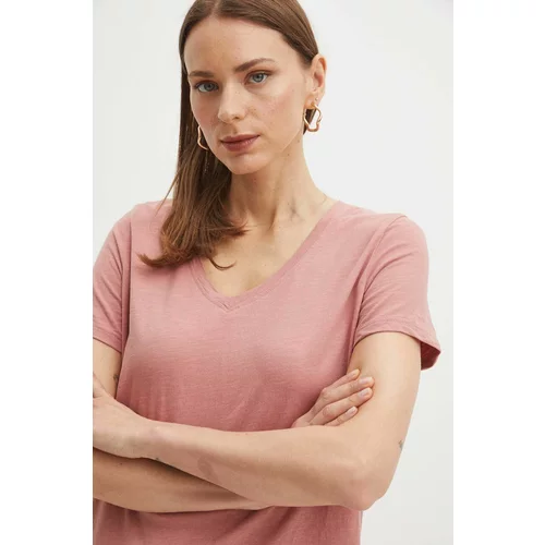 Medicine Bombažna kratka majica ženska, roza barva