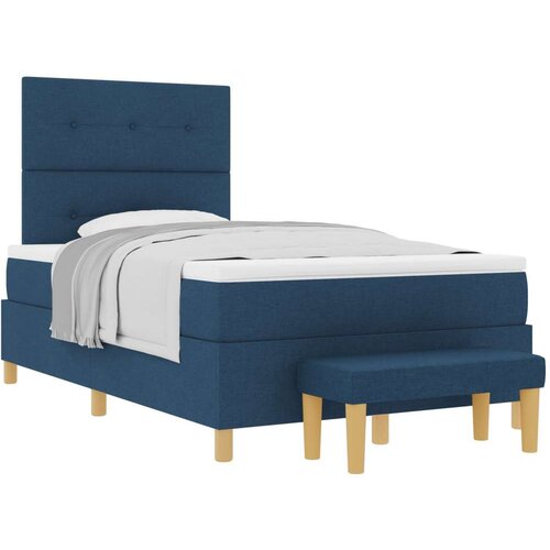 Box Spring Krevet s Madracem i Klupom Plava 120x200 cm Tkanina Cene