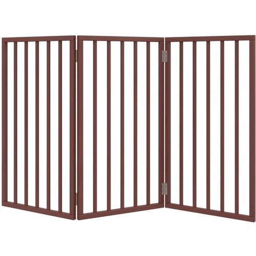  Vrata za pse s 3 panela sklopiva smeđa 150 cm od drva topole 50 x 90 x 2 cm Slike