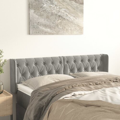 VidaXL Uzglavlje s u&amp;scaron;ima svjetlosivo 147x16x78/88 cm bar&amp;scaron;unasto Slike