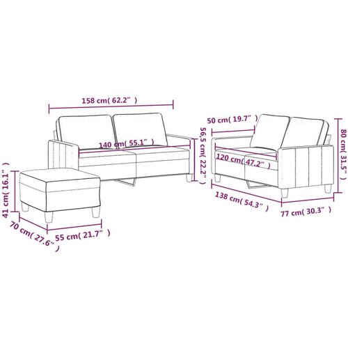  3-dijelni set sofa s jastucima žuti bar&amp;scaron;unasti Slike