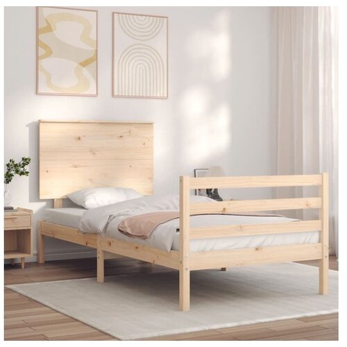 vidaXL Posteljni okvir z vzglavjem 100x200 cm trden les Cene