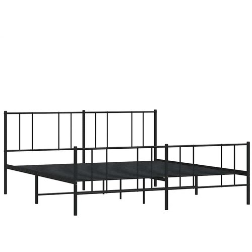  Metalni okvir kreveta uzglavlje i podnožje crni 193x203 cm Slike