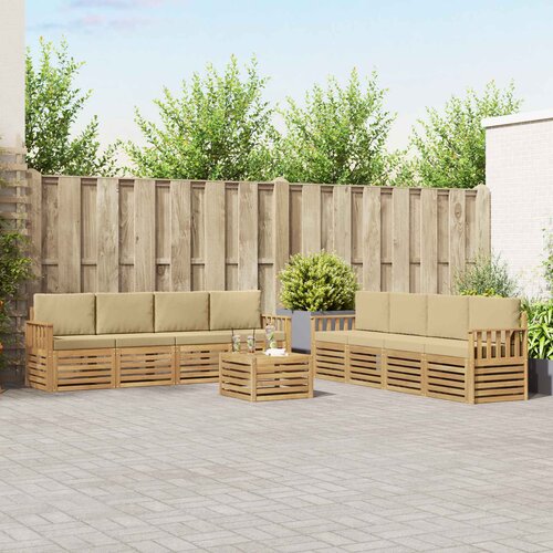  Set vanjskih sofa 9 pcs Bijela i bež 59 x 59 x 37 cm Poliester Cene