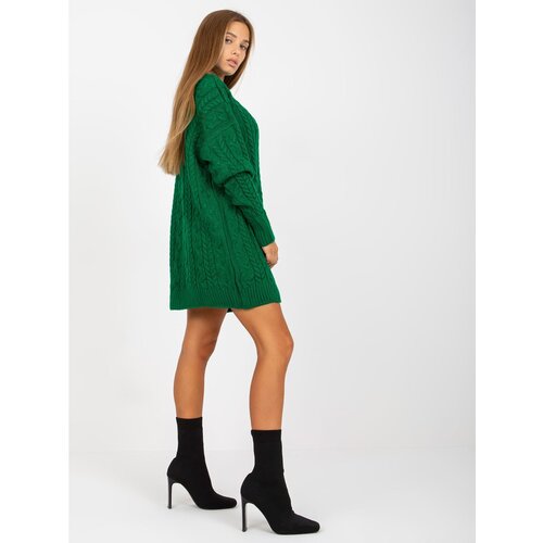 Fashion Hunters Green long sweater with braids in RUE PARIS cut Slike