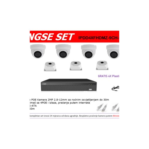 Longse VIDEO NADZOR SET 4 IP KAMERE IPDD4XFHDMZ-9CH-POE-2MP Cijene