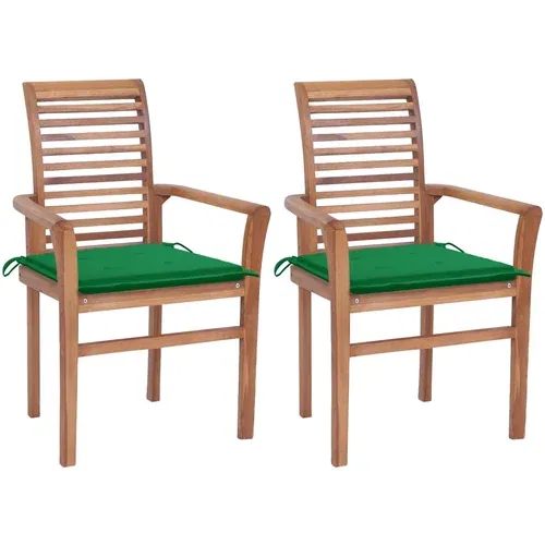  Blagovaonske stolice sa zelenim jastucima 2 kom od tikovine