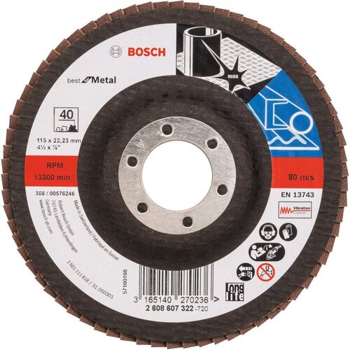 Bosch lamelni brusni disk X571, best for metal prečnik 115 mm; granulacija 40, ravni - 2608607322 Cene