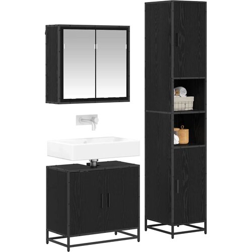  Set namje&amp;scaron;taja za kupaonicu 3 kom. Crni hrast 65 x 33 x 60 cm Slike
