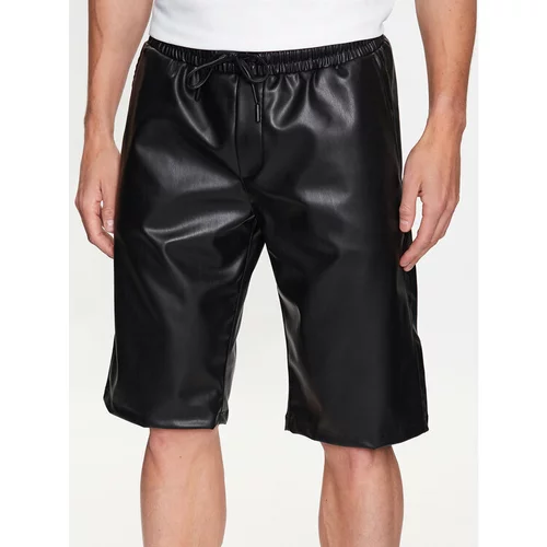 Karl Lagerfeld Kratke hlače iz umetnega usnja 255707 532567 Črna Regular Fit