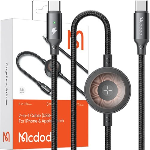 McDodo INDUKCIJSKI POLNILEC ZA JABOLČNO URO 2V1 KABEL ZA IPHONE MACBOOK 60W, (21748372) Cene