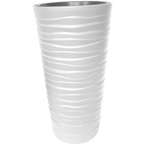  Okrogli stebrasti cvetlični lonec Bora (Zunanje dimenzije (Ø x V): 30 cm x 66 mm, Plastika, Bela) Cene