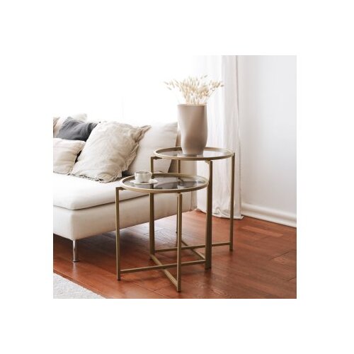 Woody Fashion Club sto 50x50x50cm zlatno-sivi Slike