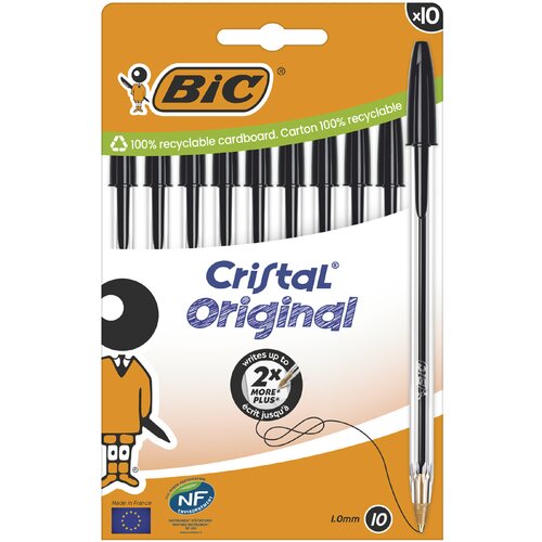 Bic Cristal Original kemični svinčnik, črn, &amp;scaron;katla po 10 kosov, (21655561) Slike